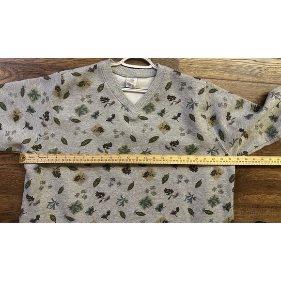 Just My Size 14W 16W Gray Leaf Print V-Neck Sweatshirt Plus - Picture 5 of 7